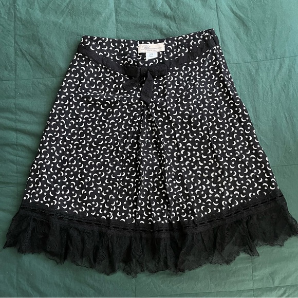 Blumarine White/Black Star/Moon Skirt with sequin and lace trim - Picture 1 of 11
